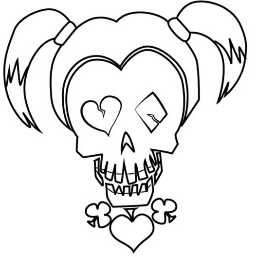 Free Suicide Squad Coloring Pages Harley Quinn Skull printable