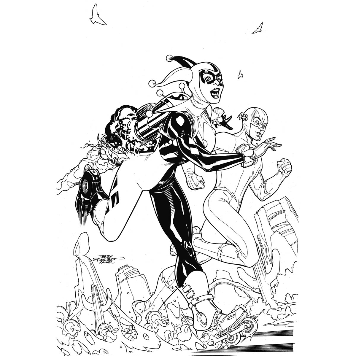 Free Suicide Squad Coloring Pages Harley Quinn and Flash printable