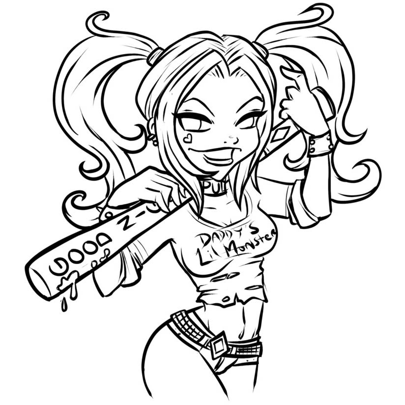 Free Suicide Squad Coloring Pages Harley Quinn printable