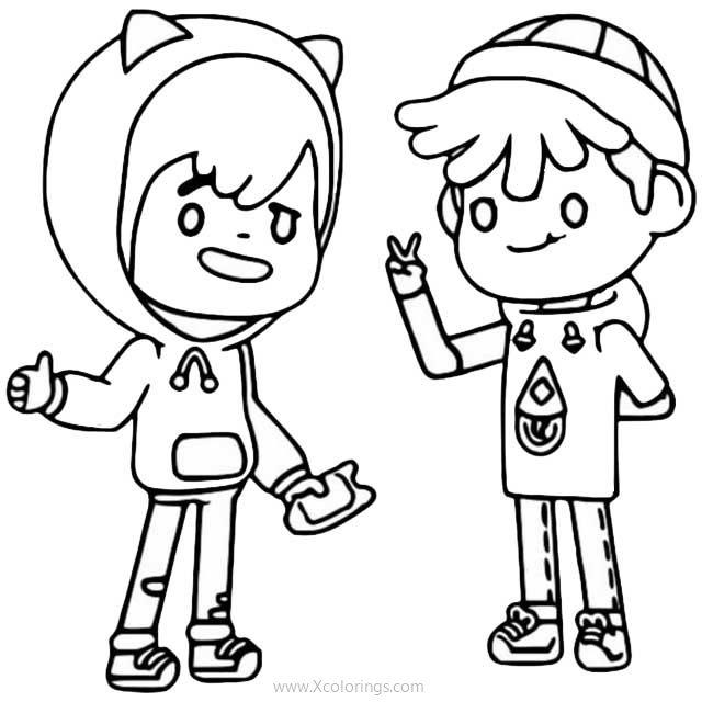 Free Toca Boca Coloring Pages Leon and Zeke printable