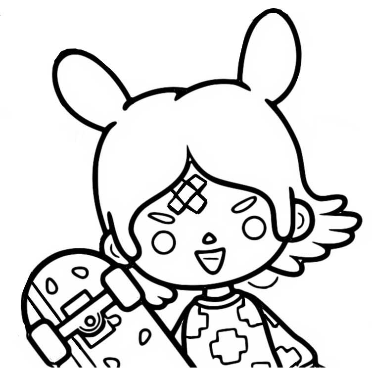 Toca Boca Coloring Pages Rita with Skateboard - XColorings.com