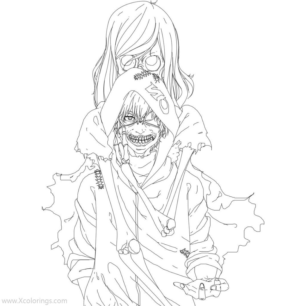 Tokyo Ghoul Coloring Pages Touka Kirishima - XColorings.com