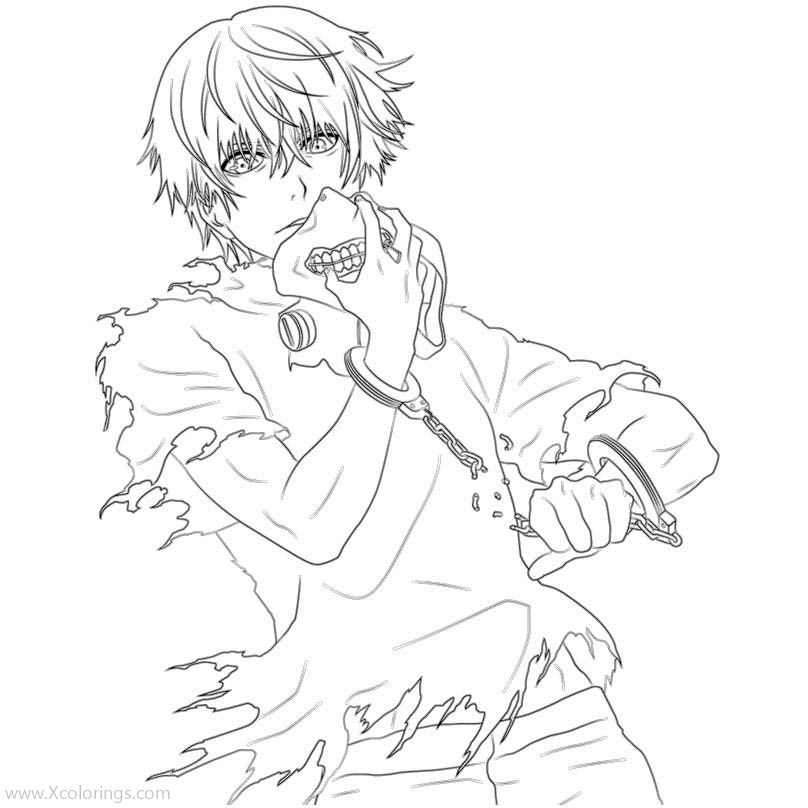 Free Tokyo Ghoul Coloring Pages Ken with Mask printable