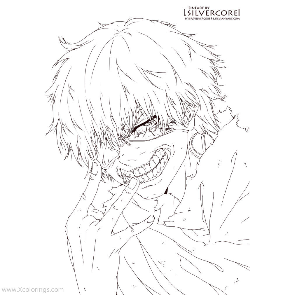 Free Tokyo Ghoul Coloring Pages Lineart by Silvercore printable