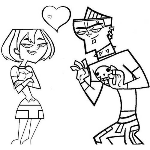 Free Total Drama Coloring Pages Gwen and Duncan printable