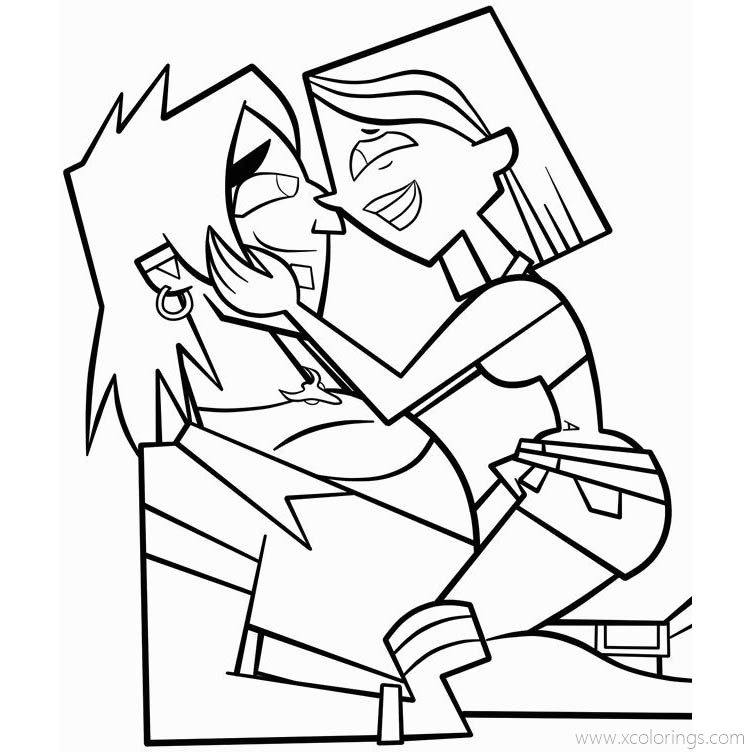 Free Total Drama Coloring Pages Heather and Alejandro printable