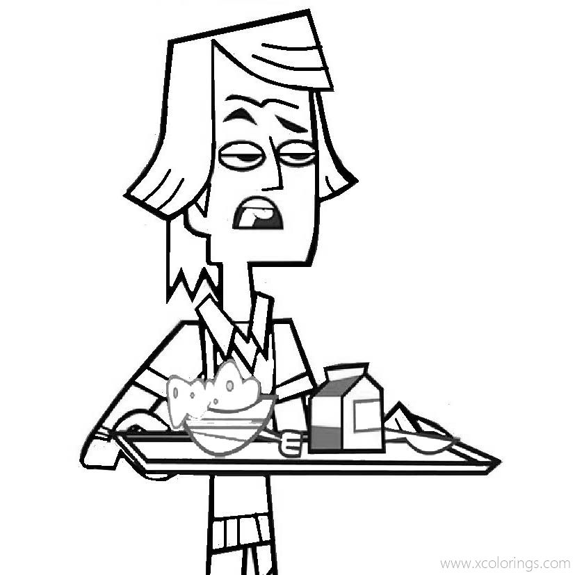 Free Total Drama Coloring Pages Noah with Food printable