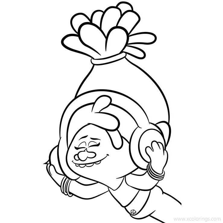 Free Trolls DJ Suki Coloring Pages Suki is Listening to Music printable