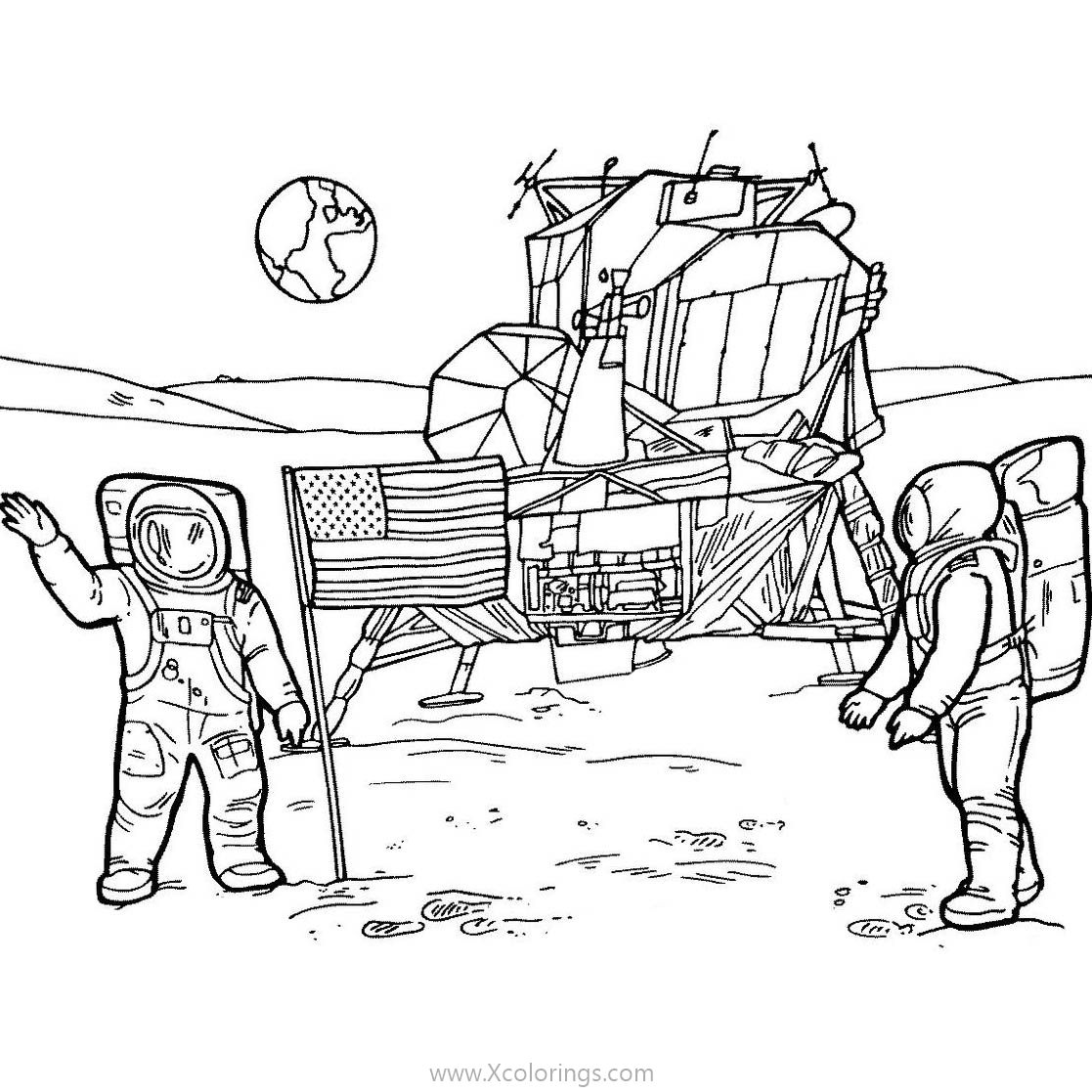 Free US Astronauts Landed On the Moon Coloring Pages printable