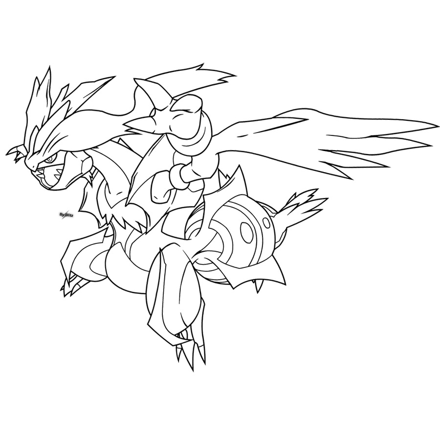 Free White Kyurem Pokemon Coloring Pages Lineart by pkblitz printable