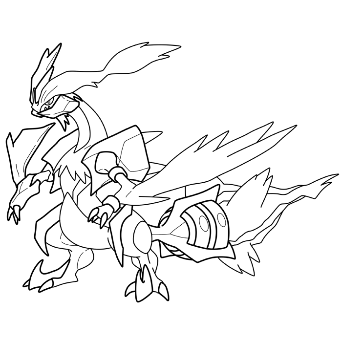 Free White Kyurem Pokemon Coloring Pages Lines by blastertwo printable