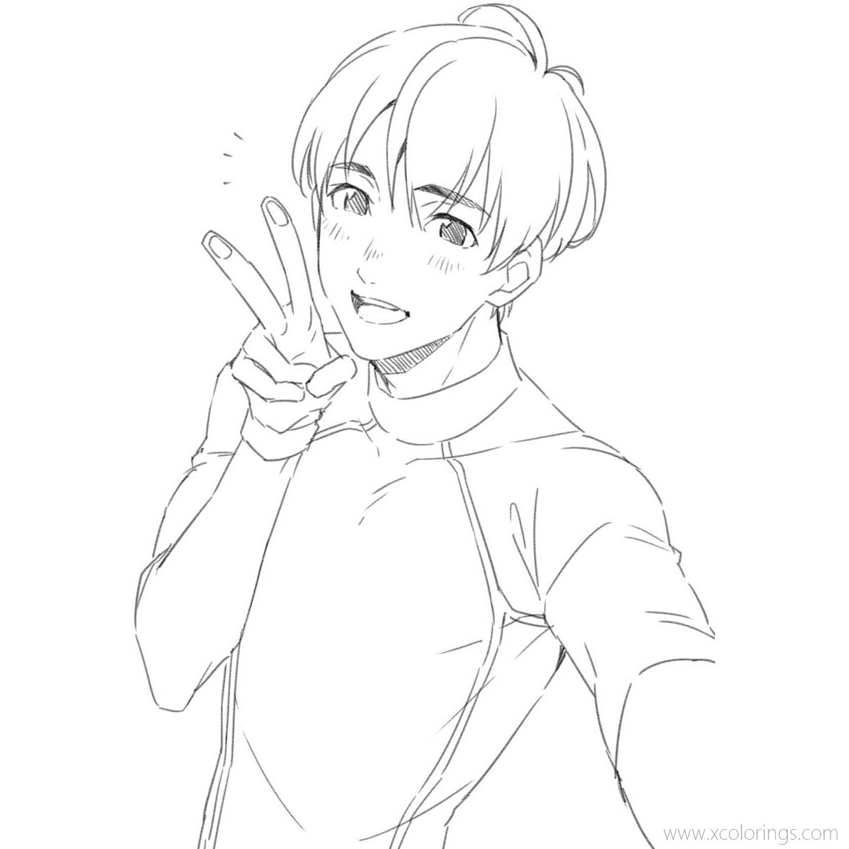 Free Yuri on Ice Coloring Pages Black and White printable