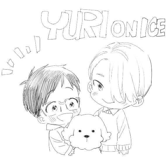 Free Yuri on Ice Coloring Pages Chibi Characters printable