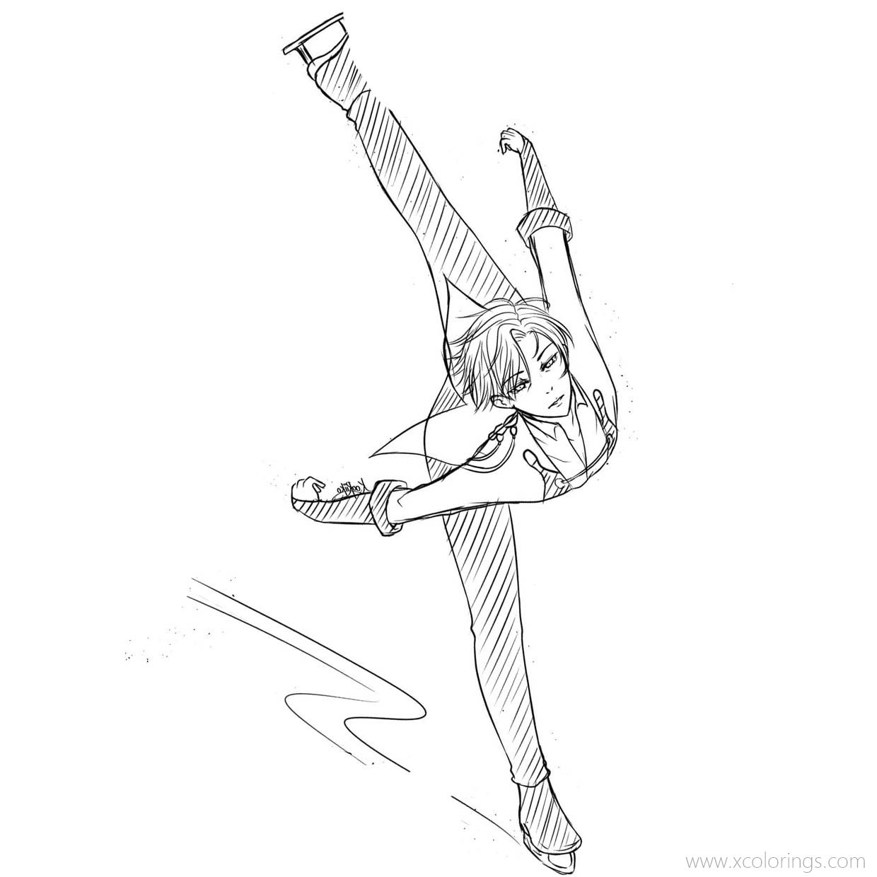 Free Yuri on Ice Coloring Pages Victor is Skating printable