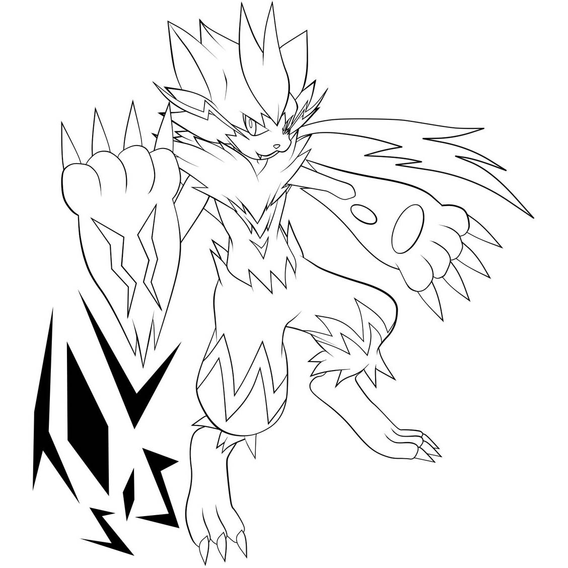 Free Zeraora Pokemon Coloring Pages Lineart by jot202 printable