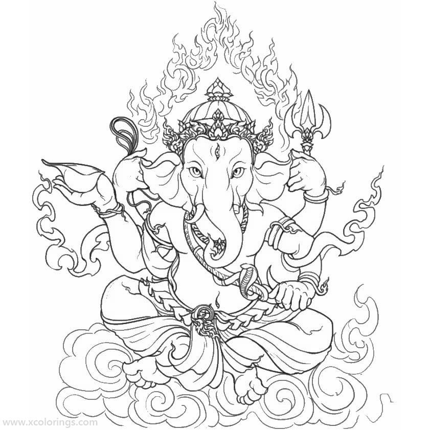 Free Angry Ganesha Coloring Pages printable