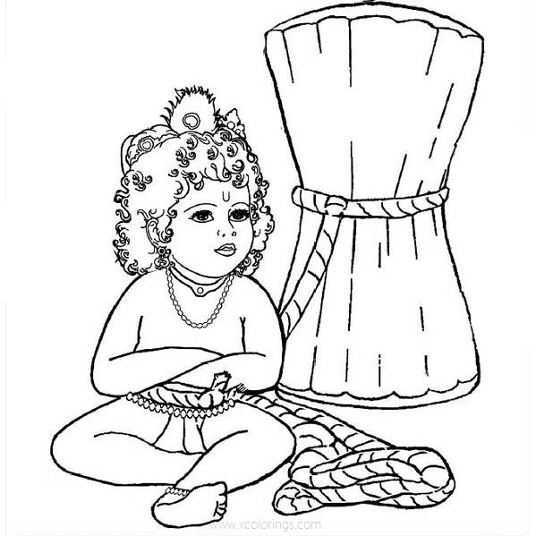 Free Baby Krishna Story Coloring Pages printable