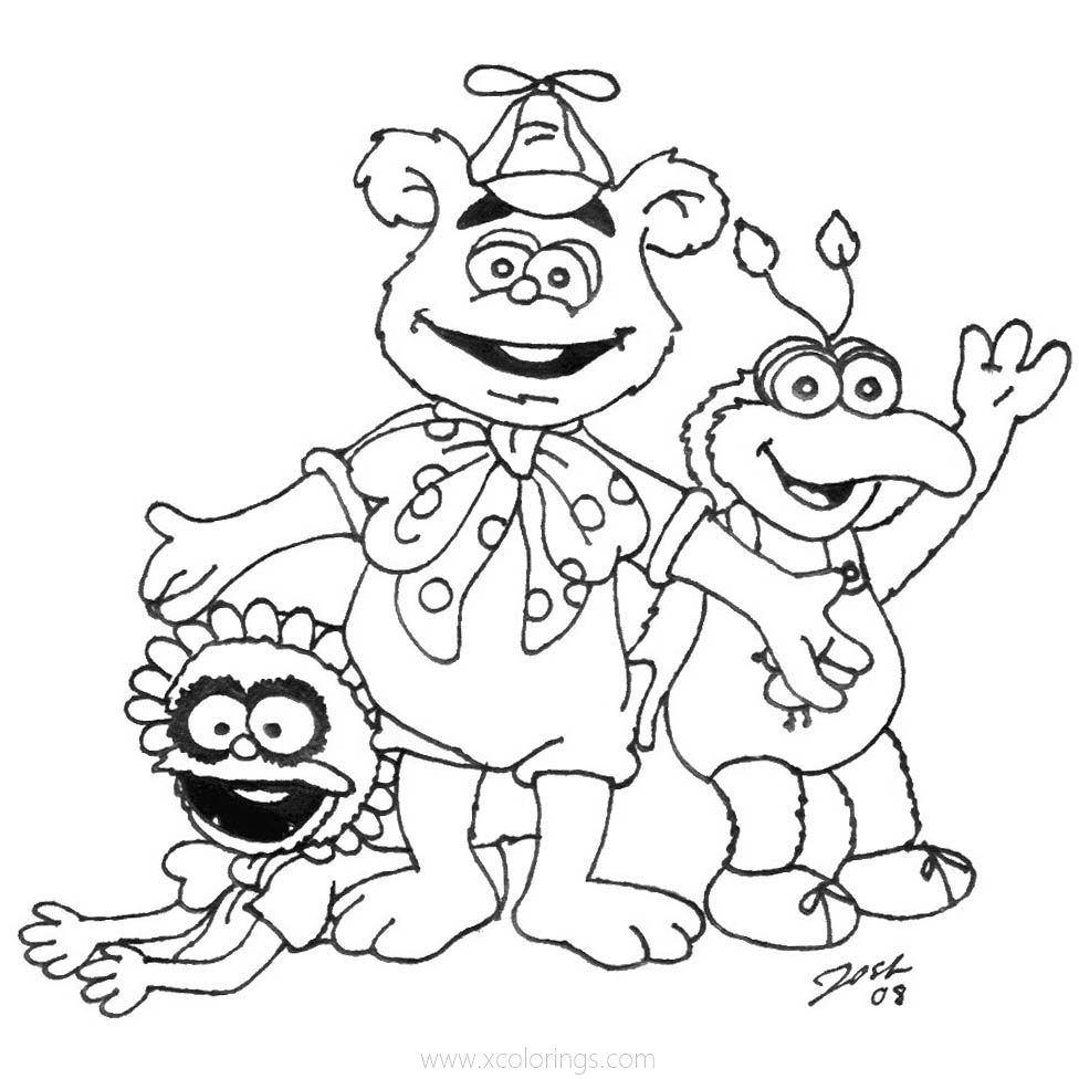 Free Baby Muppet Coloring Pages Baby Natasha Gonzo and Fozzie printable