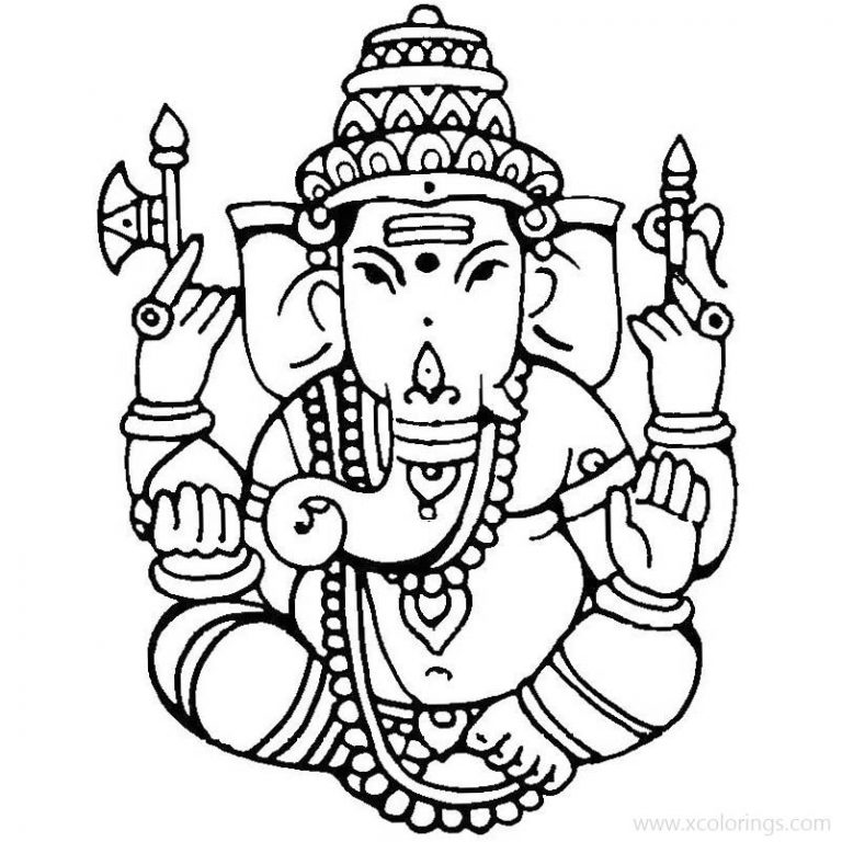 Ganesha Playing Guitar Coloring Pages - XColorings.com