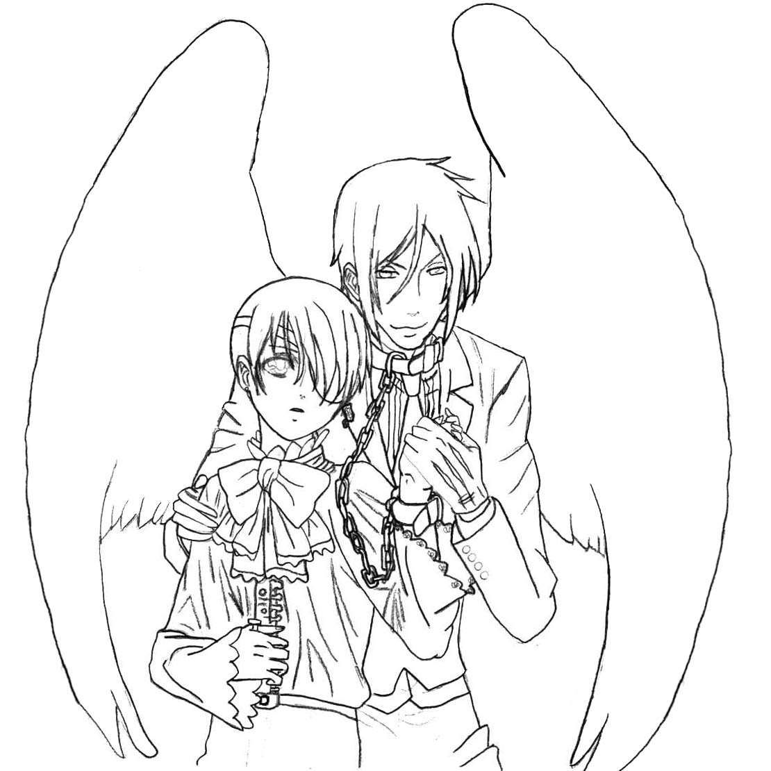 Free Black Butler Coloring Pages Ash and Ciel printable