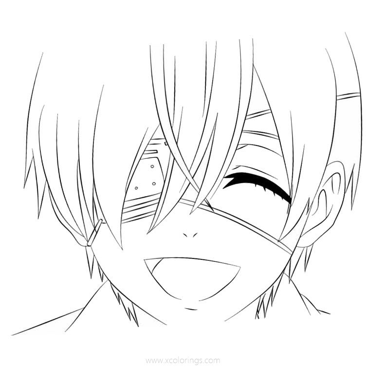 Free Black Butler Coloring Pages Ciel Phantomhive is Smiling printable
