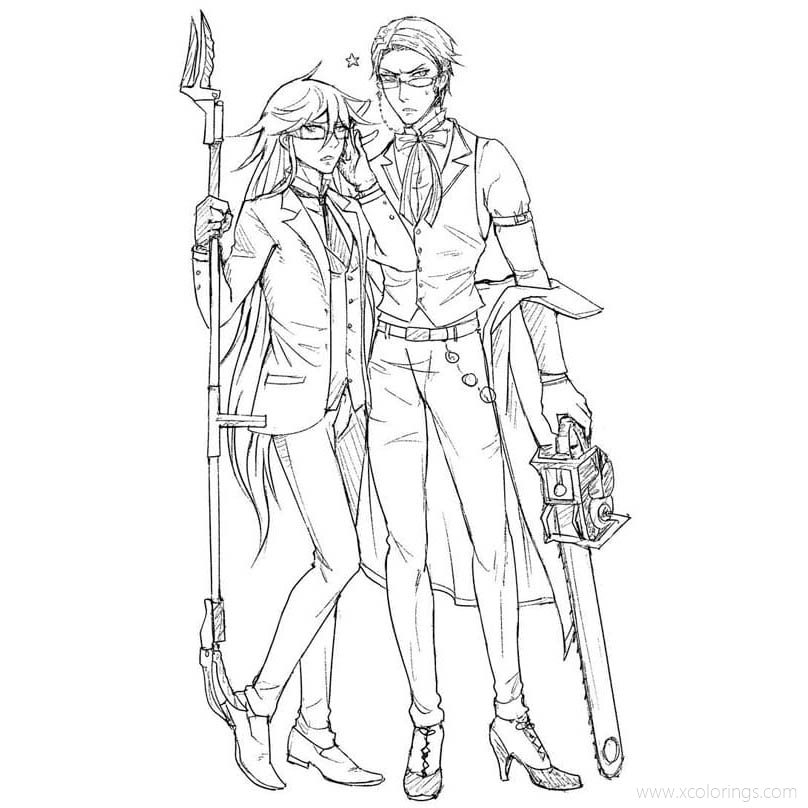 Free Black Butler Coloring Pages Grell Sutcliff and Bard printable