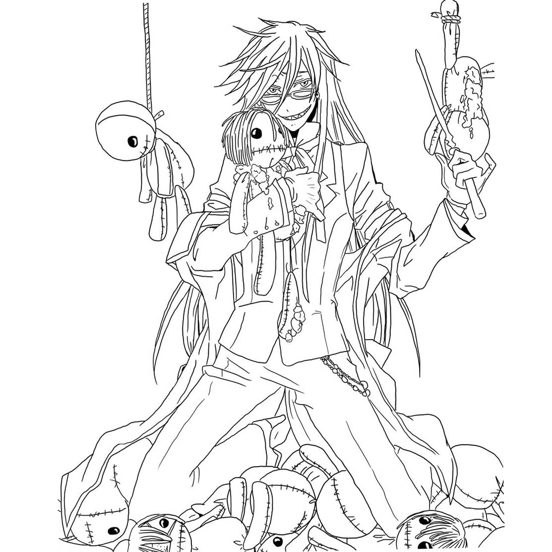 Free Black Butler Coloring Pages Grell Sutcliff and Dolls printable