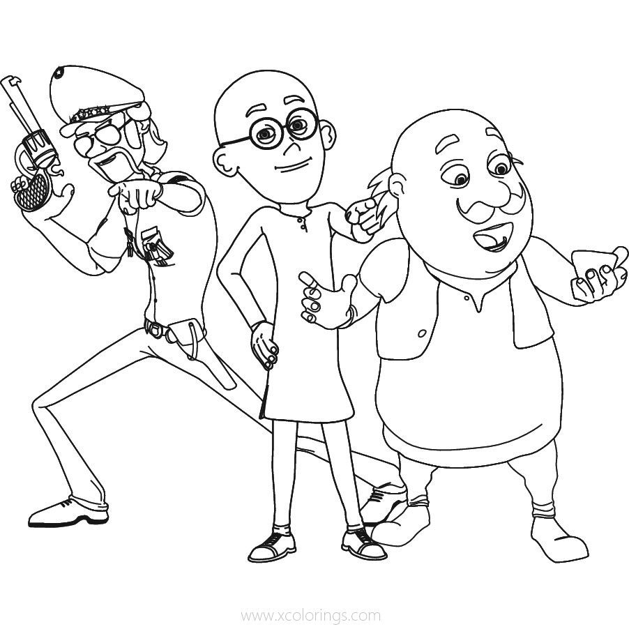 Free Characters from Motu Patlu Coloring Pages printable