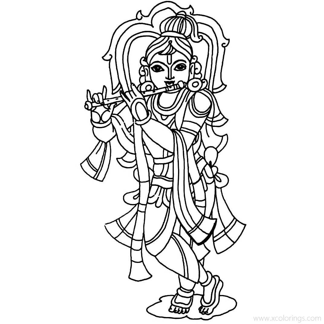 Free Classic Krishna Coloring Pages printable