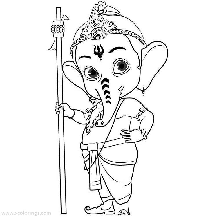 Free Cute Ganesh Coloring Pages printable