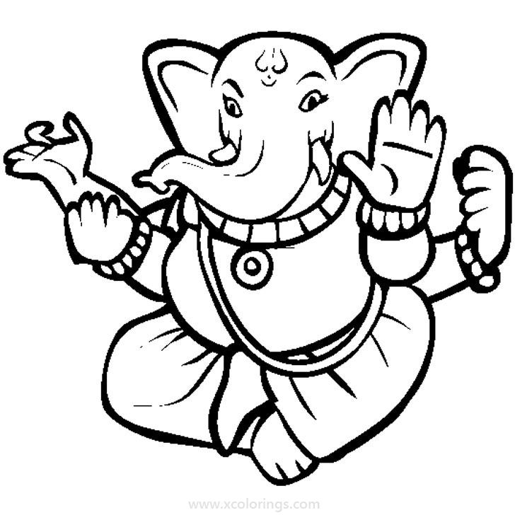 Free Cute Ganesha Coloring Pages for Kids printable