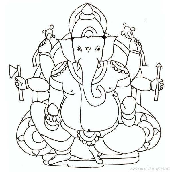 Hindu Bal Ganesha Coloring Pages - XColorings.com