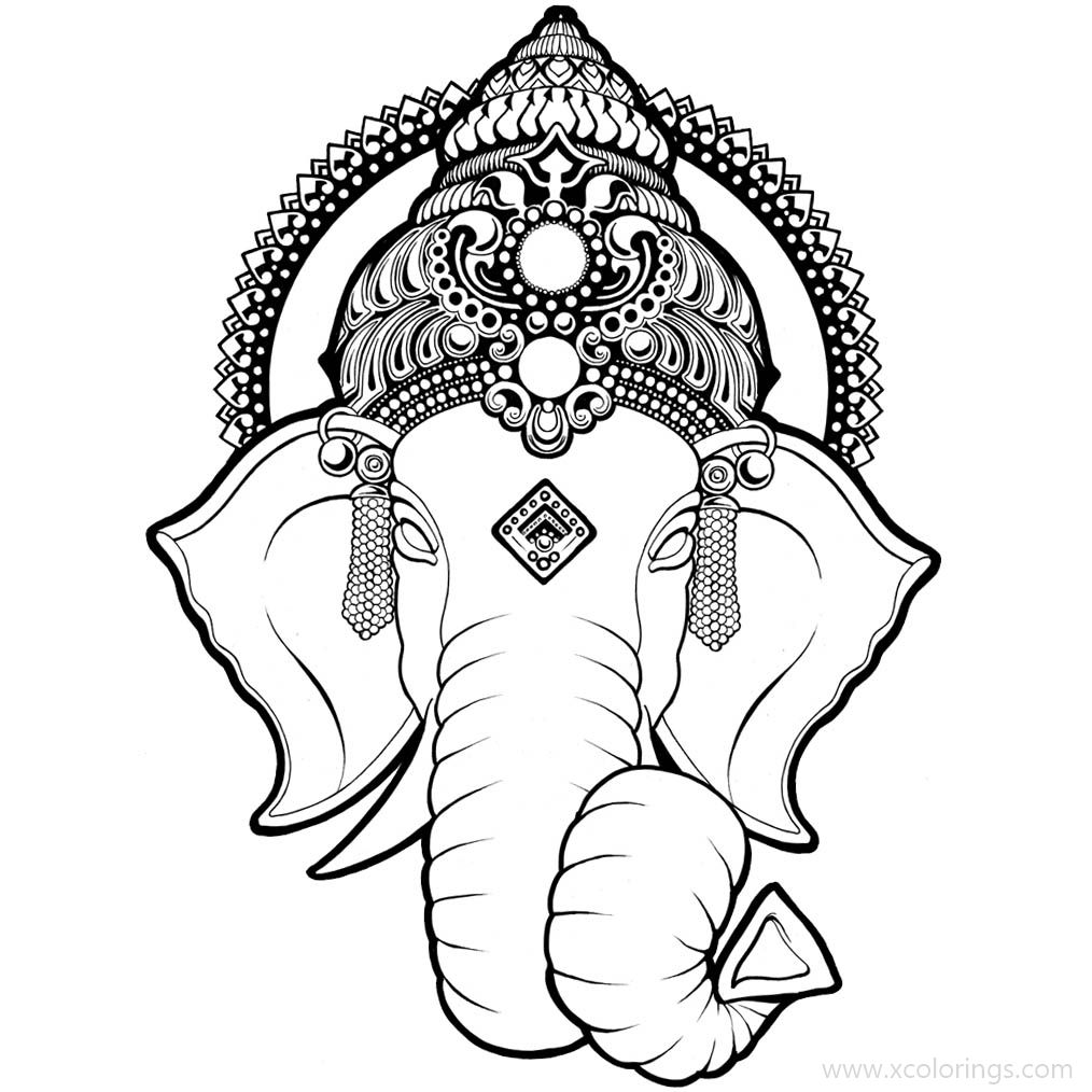 Free Elephant Ganesha Coloring Pages printable