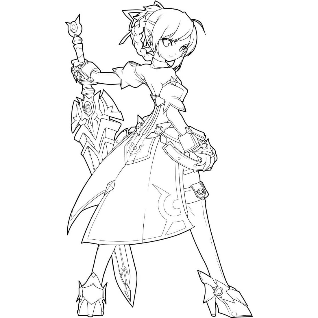 Free Elsword Coloring Pages Knight Elesis Printable printable