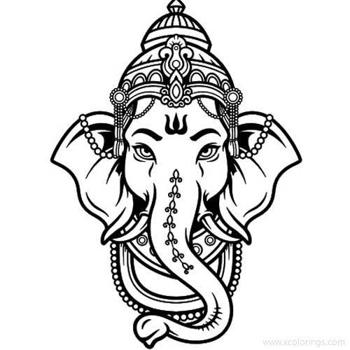 Free Ganesh Head Coloring Pages printable