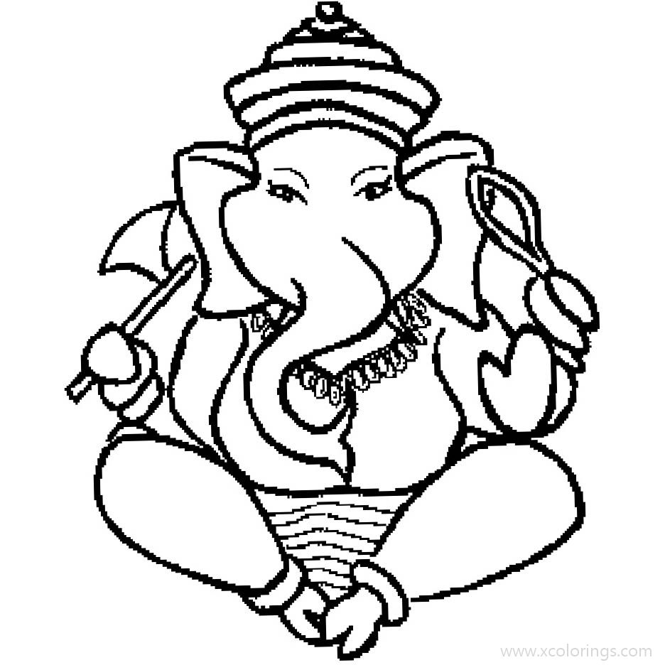 Ganesha Coloring Pages Easy to Paint - XColorings.com