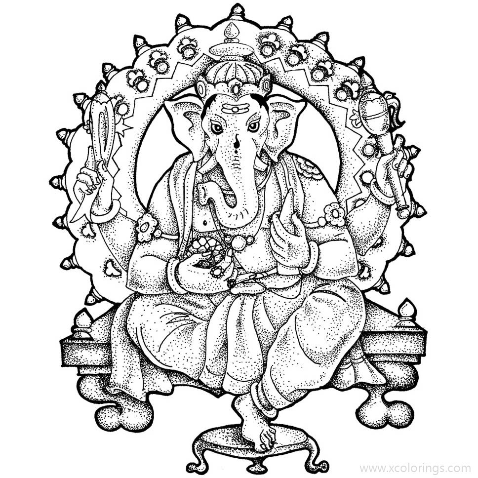 Ganesha Coloring Pages God from India - XColorings.com