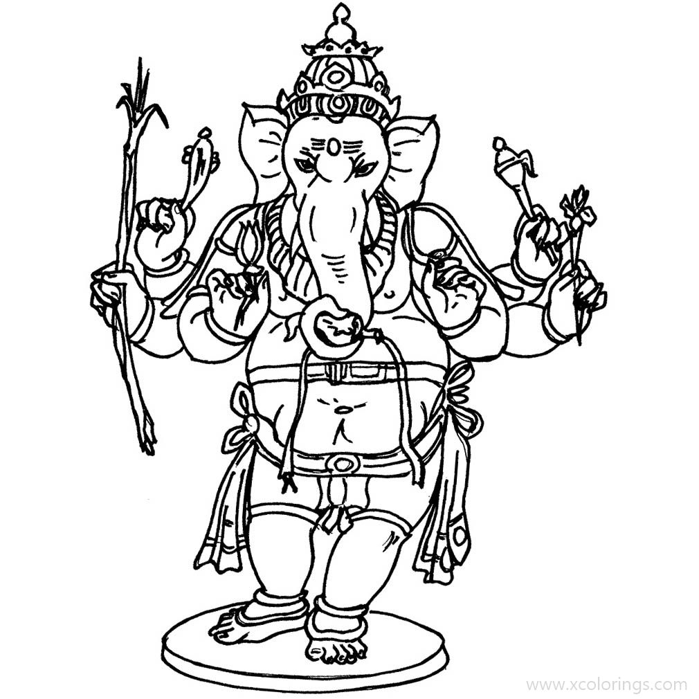 Free Ganesha Coloring Pages Hand Drawing Picture printable