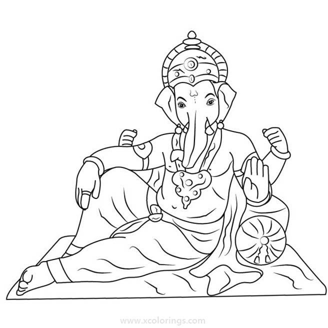 Free Ganesha Coloring Pages Line Drawing printable