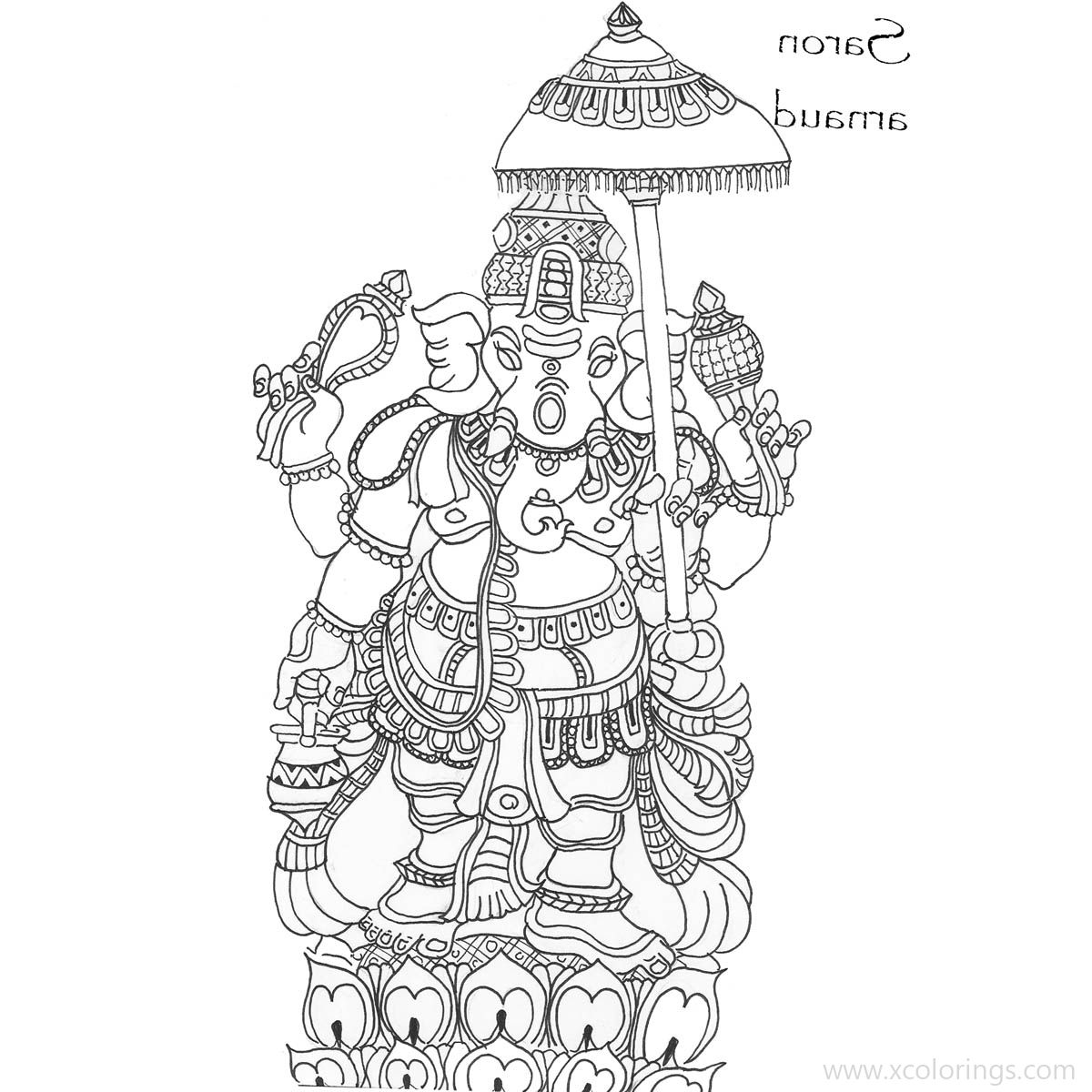 Ganesha Coloring Pages for Adults - XColorings.com