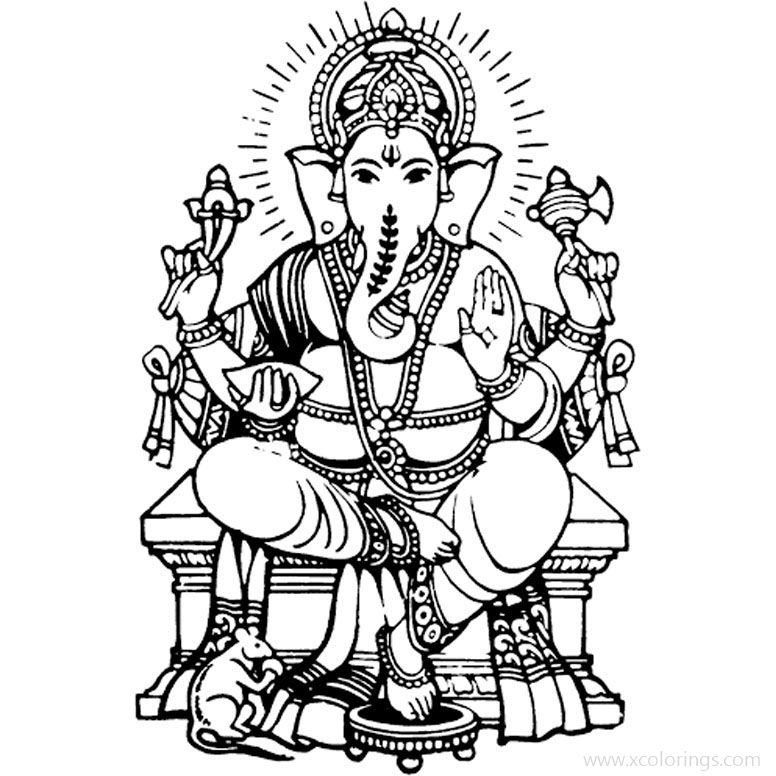 Free Ganesha Coloring Pages for Tattoo printable