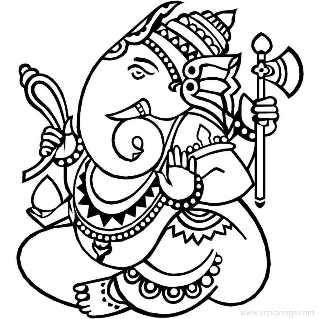 Modern Ganesha with Skateboard Coloring Pages - XColorings.com
