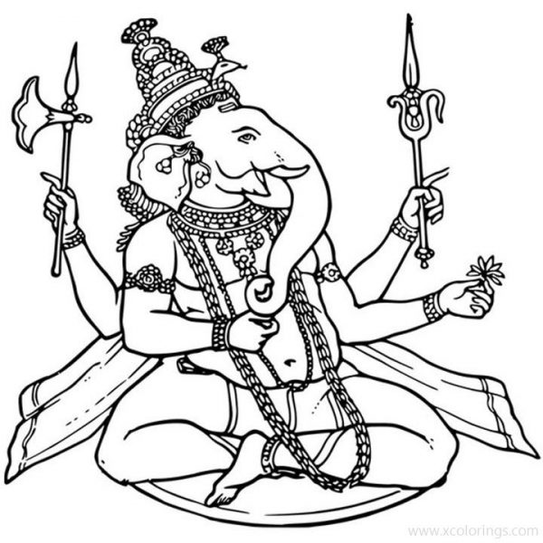 Ganesha Coloring Pages Stickers - XColorings.com