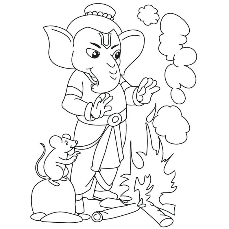 Free Ganpati Coloring Pages with a Mouse printable