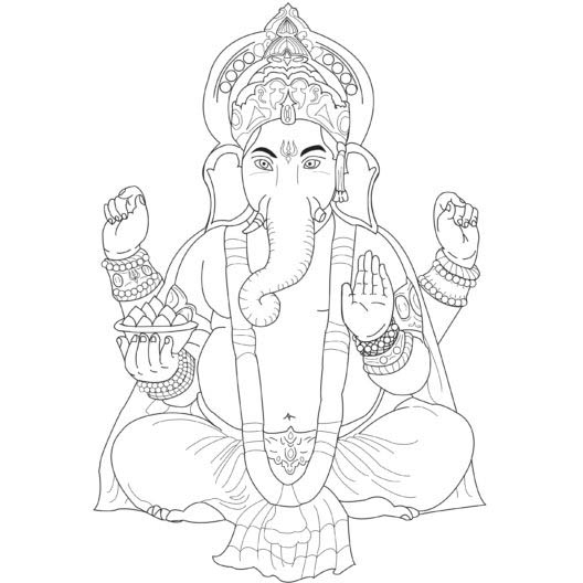 Free Ganpati with Four Arms Coloring Pages printable