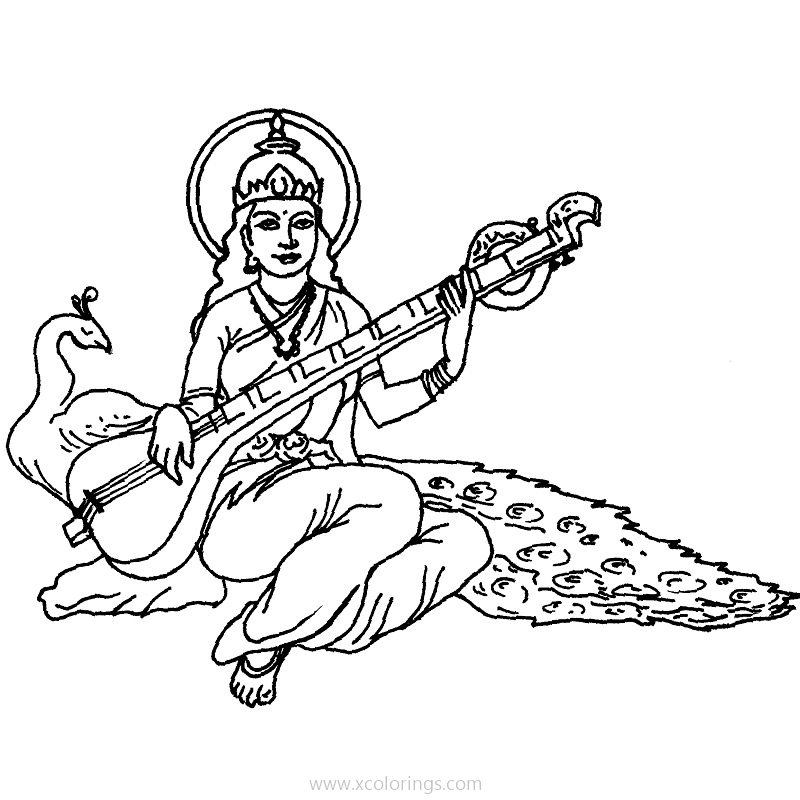 Free Goddess Saraswati Coloring Pages Printable printable