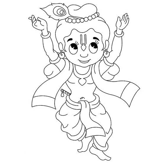 Free Happy Krishna Coloring Pages printable
