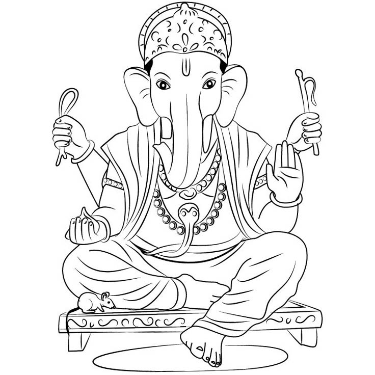 Free Hindu Bal Ganesha Coloring Pages printable