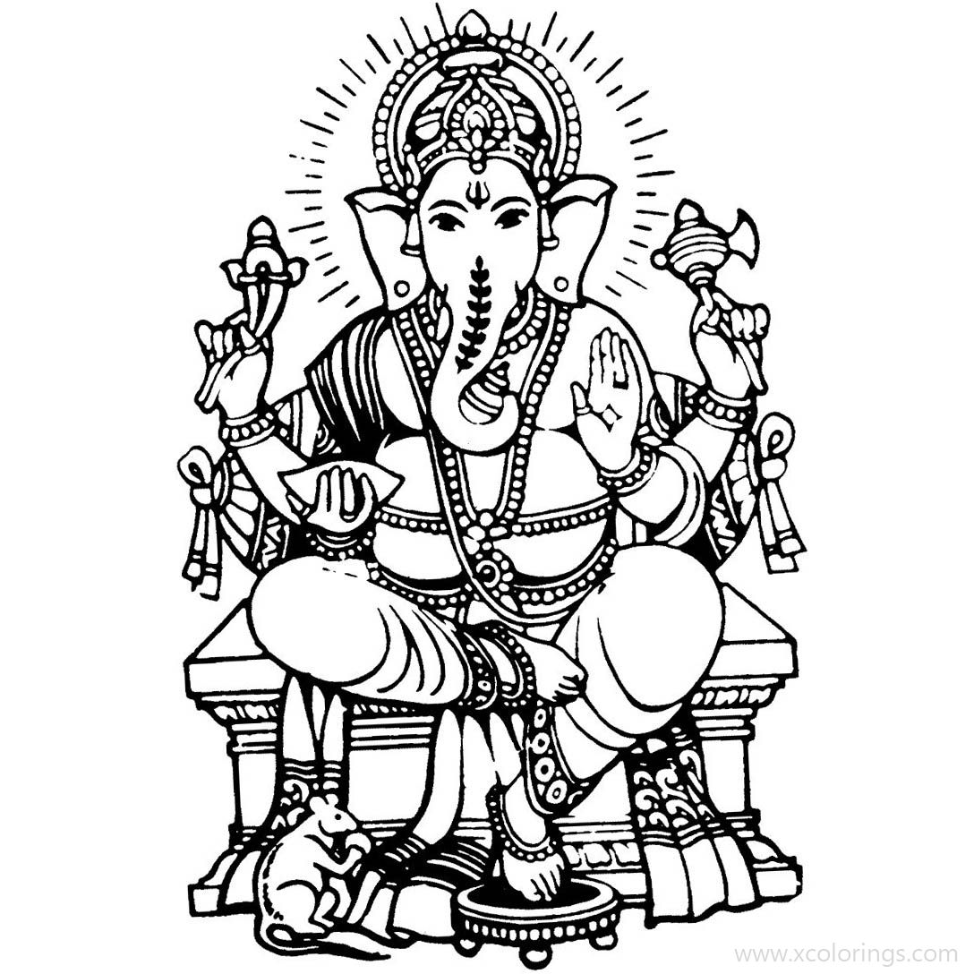 Hindu Ganesha Coloring Pages - XColorings.com