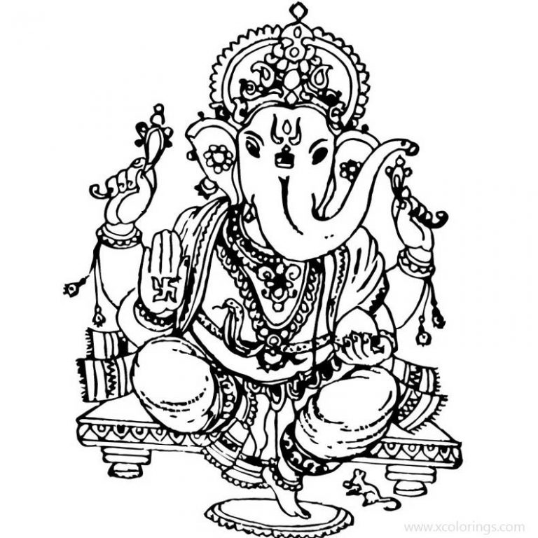 Hindu Ganesha Coloring Pages - XColorings.com